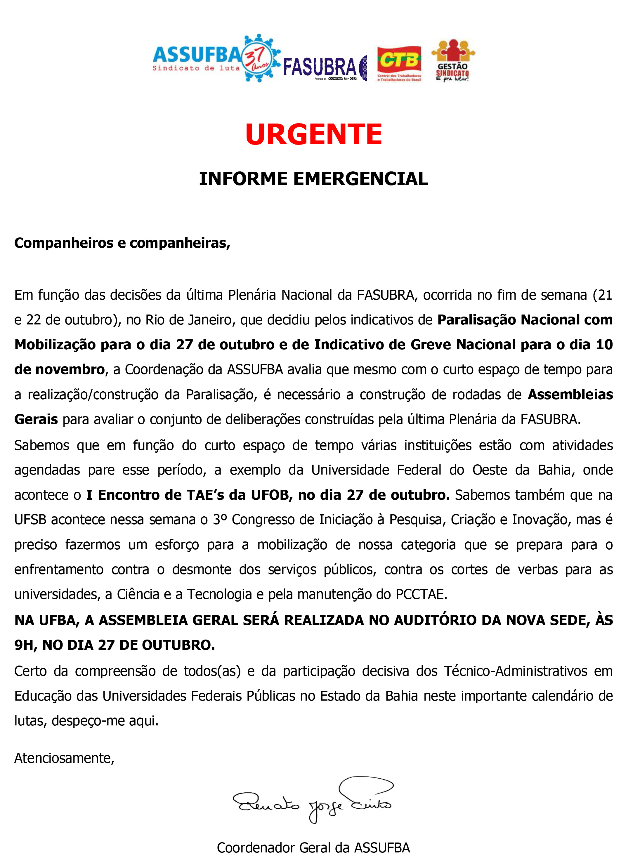 INFORME EMERGENCIAL
