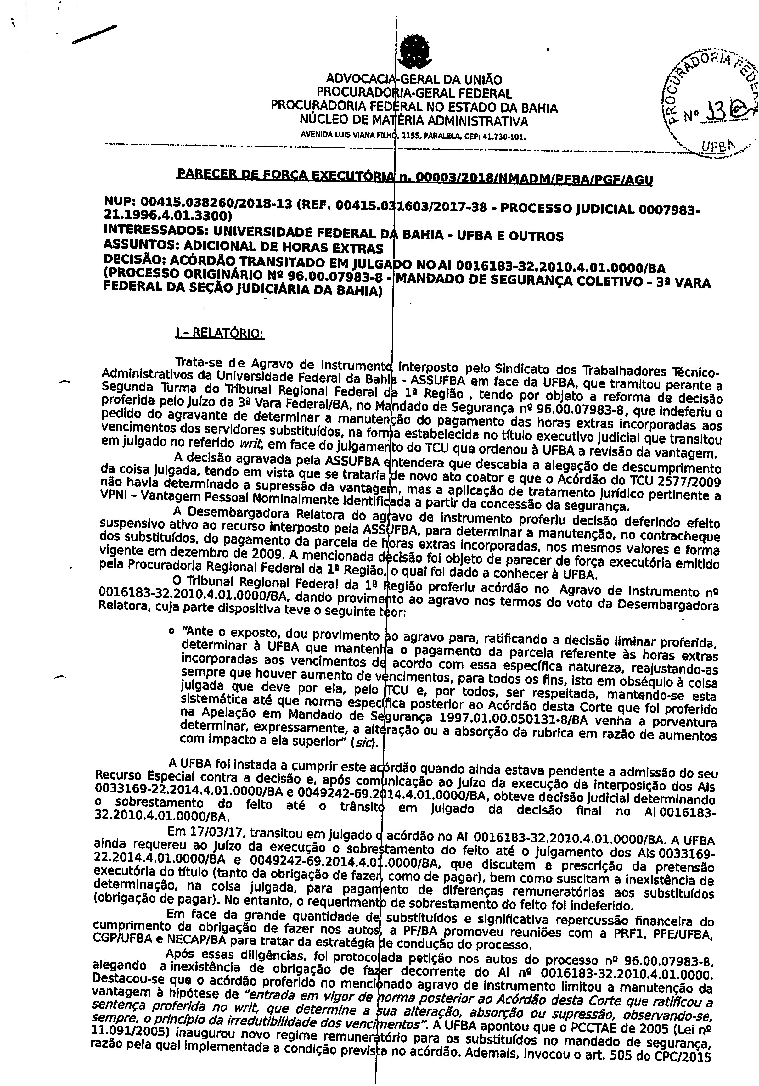 PARECER DE FORÇA EXECUTÓRIA-1